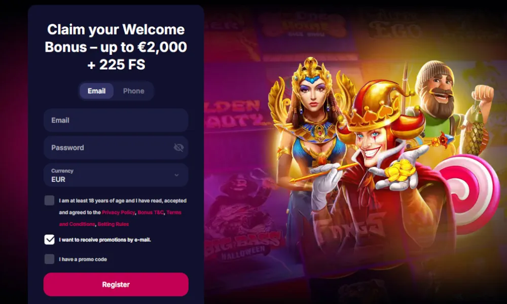 NV Casino Anmeldeformular und Willkommensbonus-Aktionsangebot